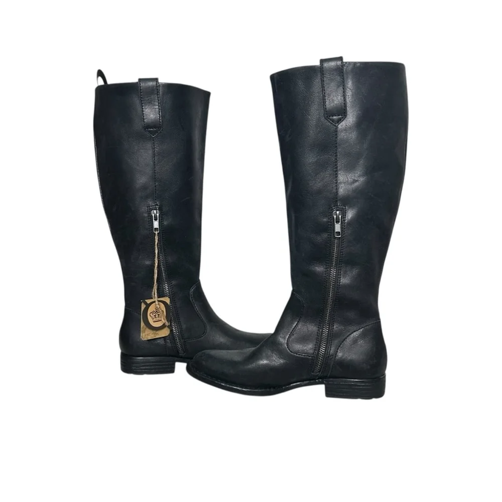 Born Shaunie Tall Wide Shaft Genuine Leather Boots in Black Women’s Size 6